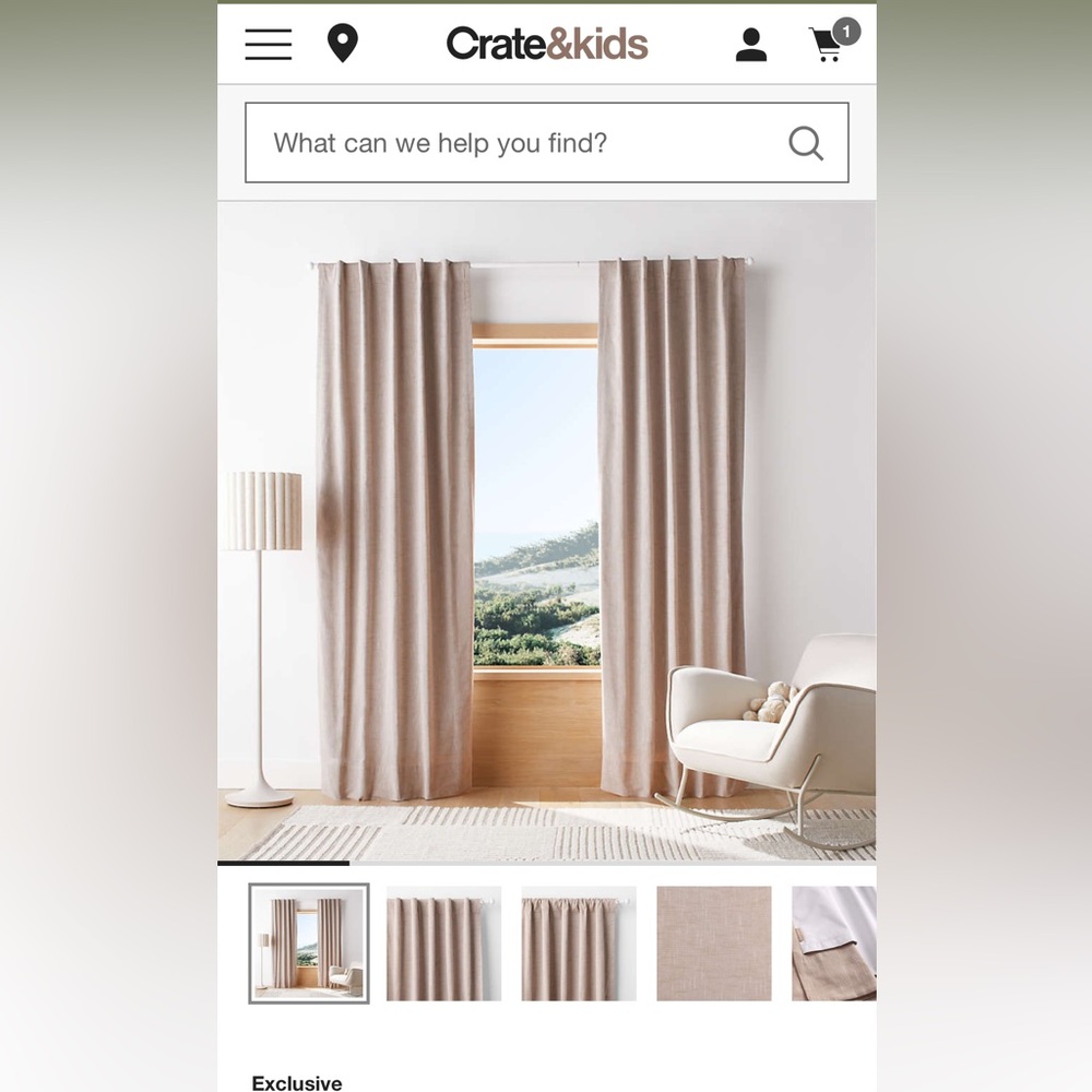 Crate & Barrel organic cotton curtain panel